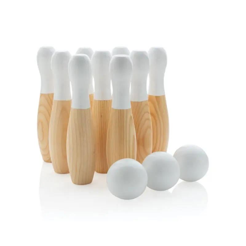Braunes Holzkegel-Set, Klassisches Freizeitspiel, Robust & Langlebig
