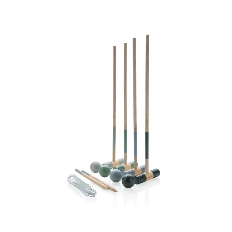 Krocket-Set aus Holz - braun Klassisches Gartenspiel für Familie und Freunde