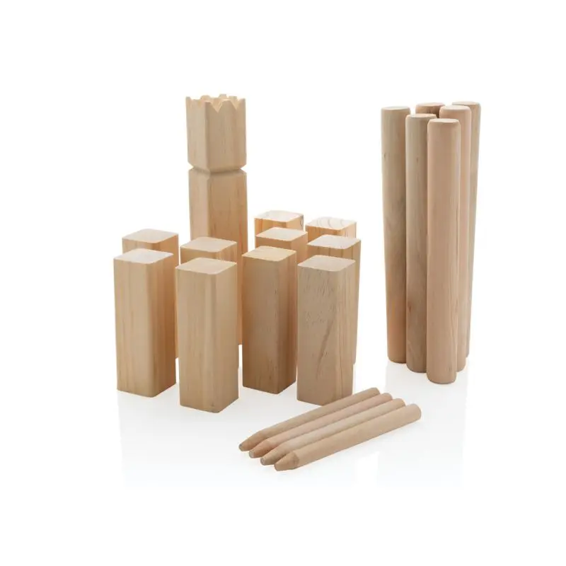 Kubb Outdoor Wurfspiel aus Holz - braun Traditionelles Gartenspiel für Familie und Freunde