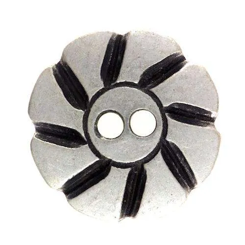 Trachtenknopf Blumenmotiv Silber – 2-Loch Knopf – TK-218S
