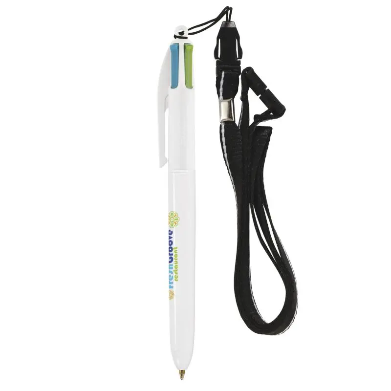 Trendiger BIC 4-Farben Fashion Kugelschreiber mit Lanyard
