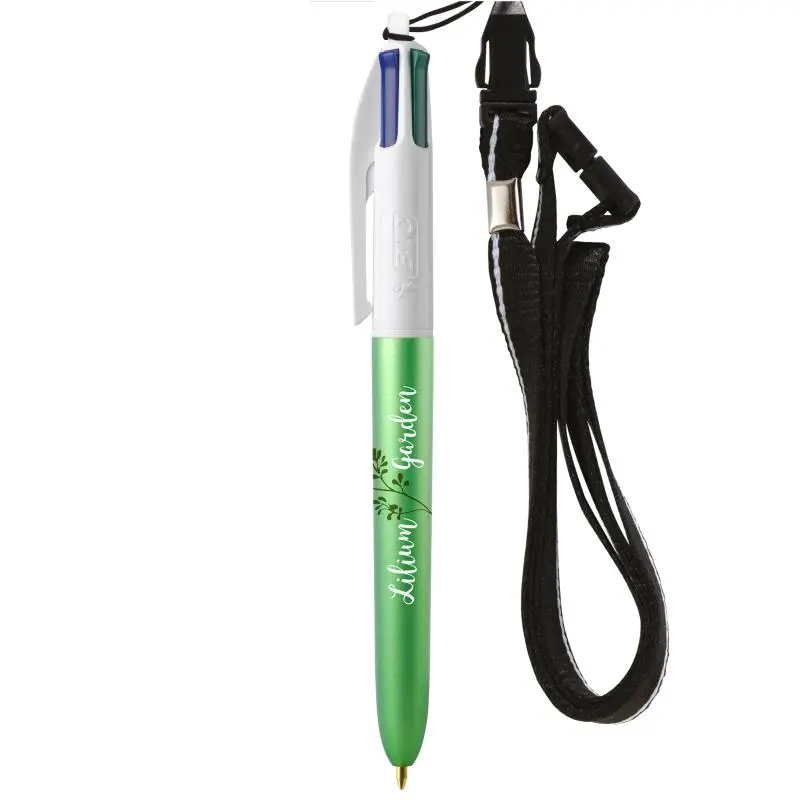 BIC 4-Farb-Kugelschreiber Glacé mit praktischem Umhängeband