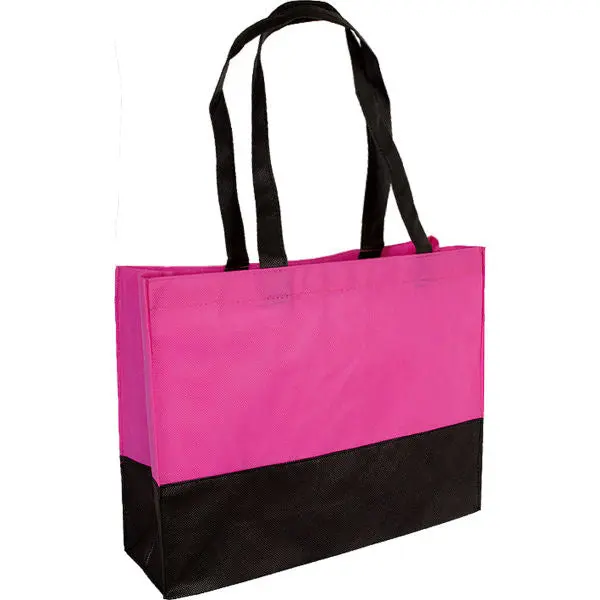 Breite Zwei-Ton-Tasche PP in Pink und Schwarz – Langhenkelig