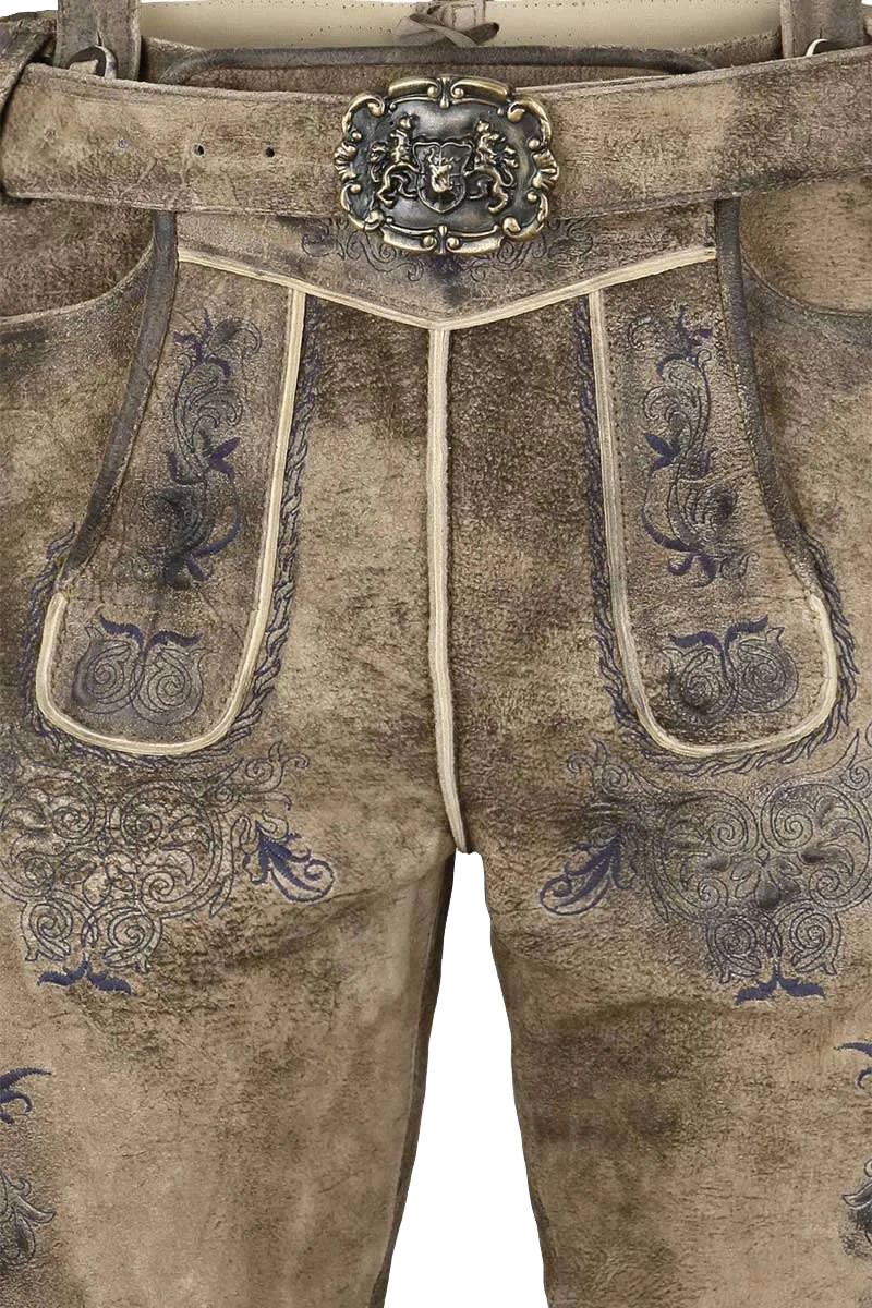 Kurze Herren Lederhose mit Gürtel und Träger