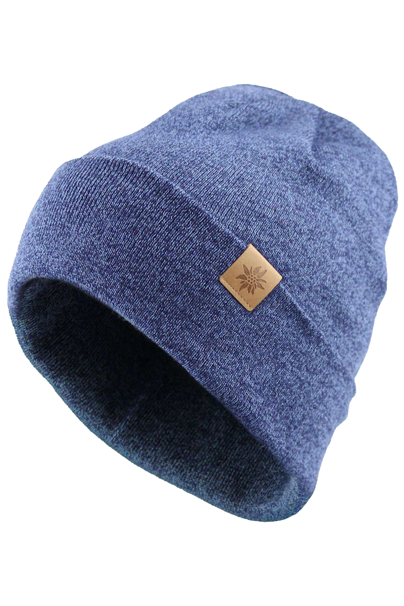 Beanie-Mütze mit kleinem Edelweiß-Lederpatch