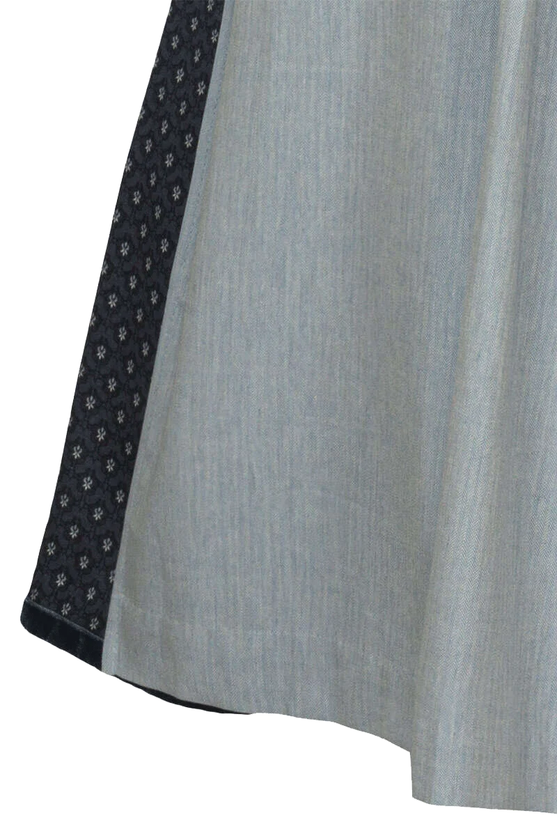 Baumwolldirndl lang blau gemustert