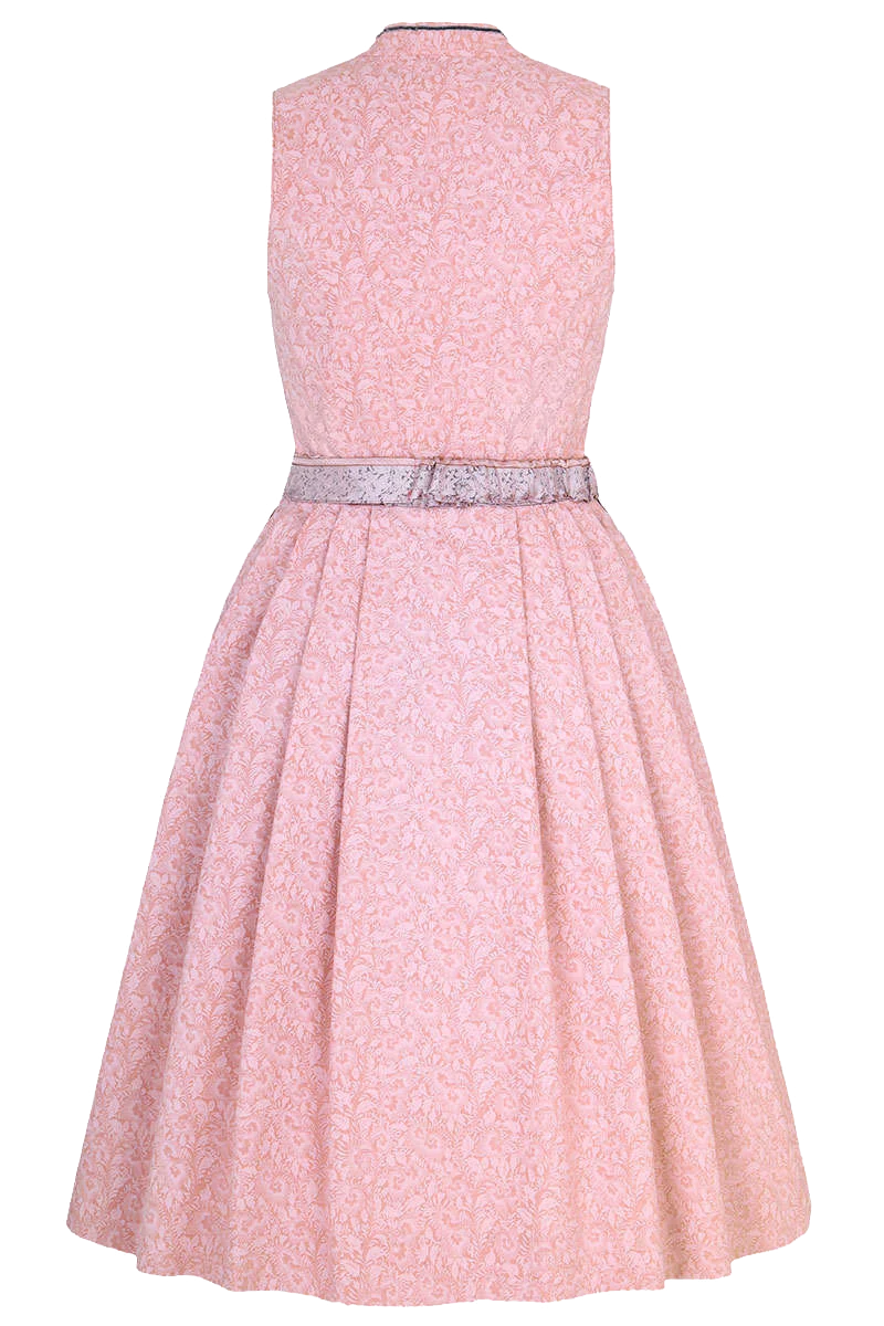 Baumwolldirndl hochgeschlossen mit gestreifter Broschenschürze