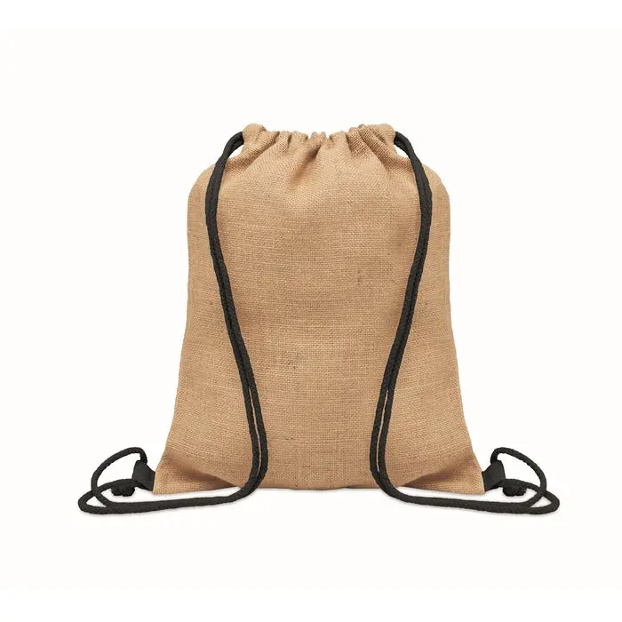 Jute Beutel mit Kordelzug FUKURO - schwarz, robust und umweltfreundlich