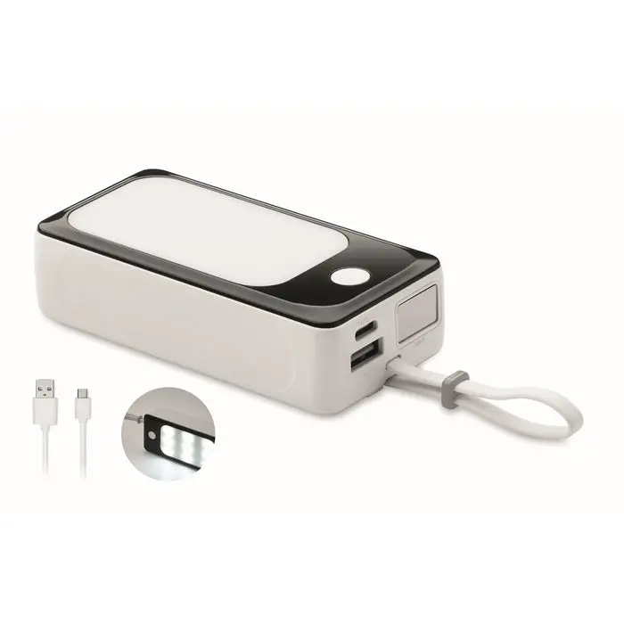 10.000 mAh COB POWLIGHT+ Powerbank - Multifunktional, Leistungsstark - Weiß