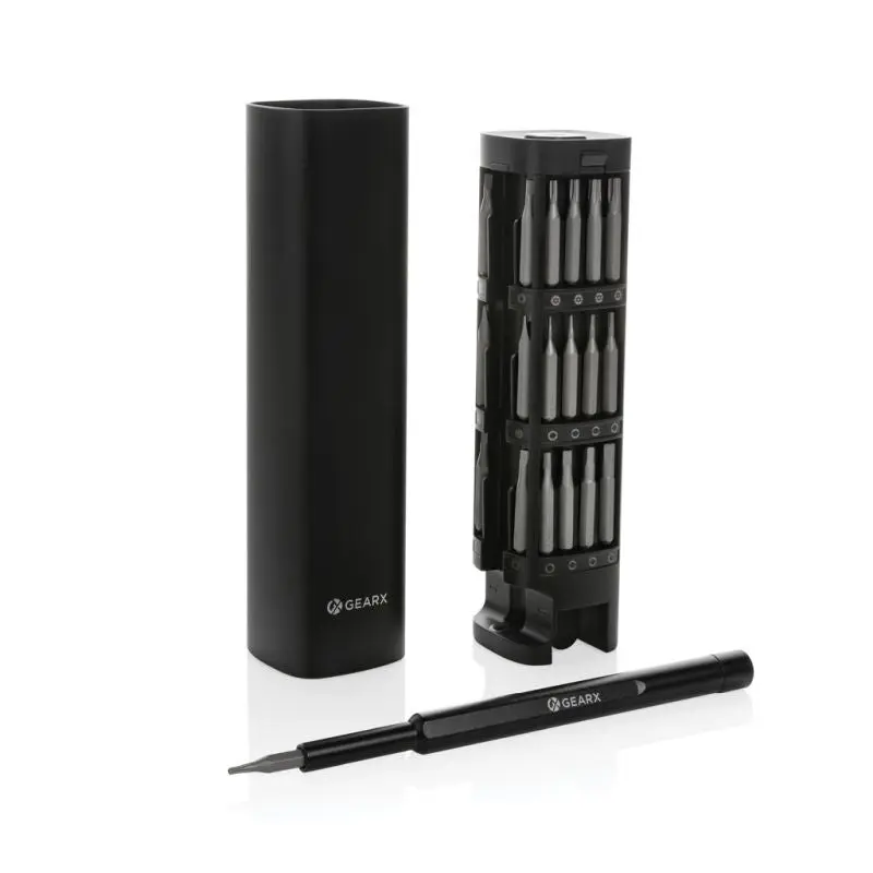 Umweltfreundliches Präzisions-Bit-Set: Gear X 56-tlg. aus recyceltem Aluminium in elegantem Schwarz