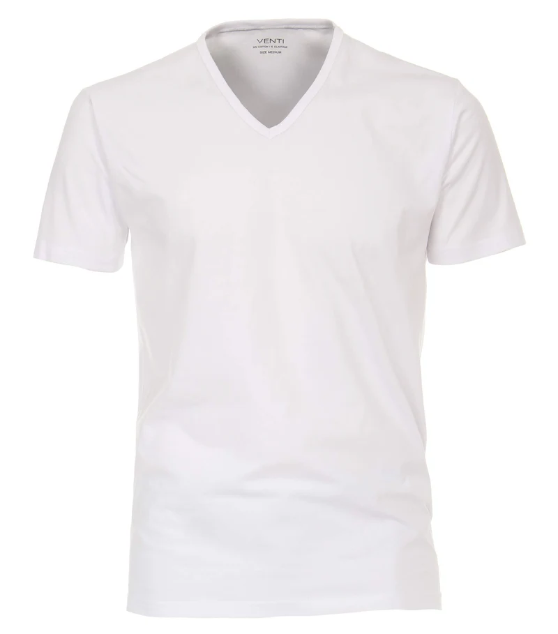Casa Moda V-Kragen T-Shirt weiß
