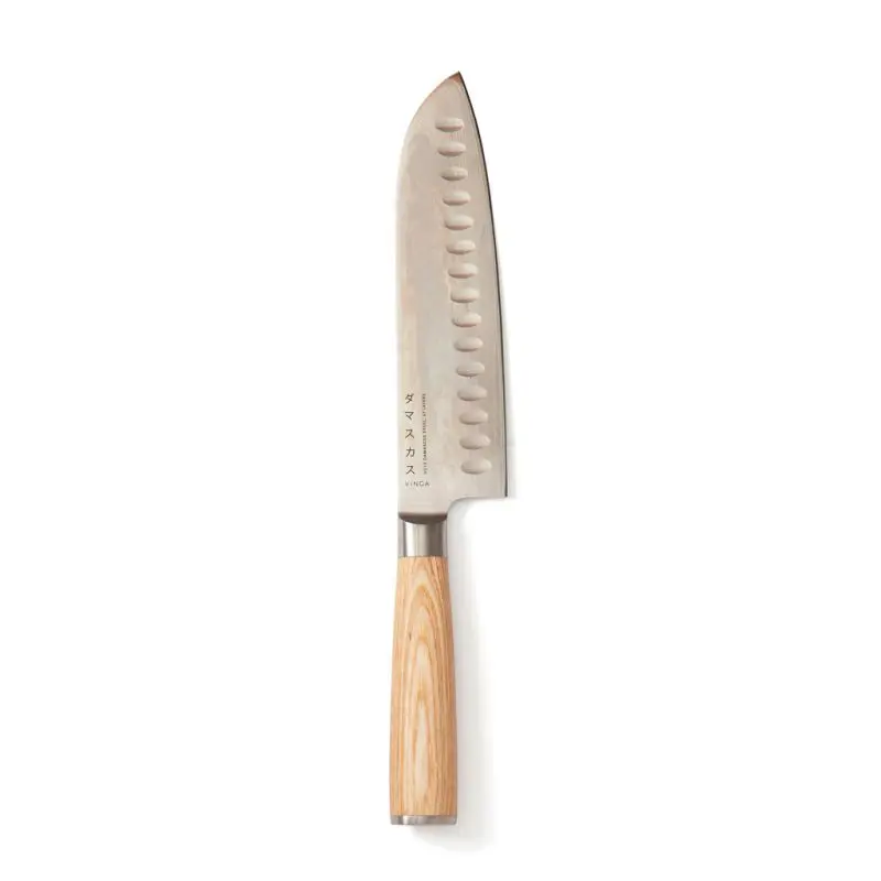 VINGA Hattasan Damascus Santoku Messer - Silber Premium Damastmesser für präzises Schneiden