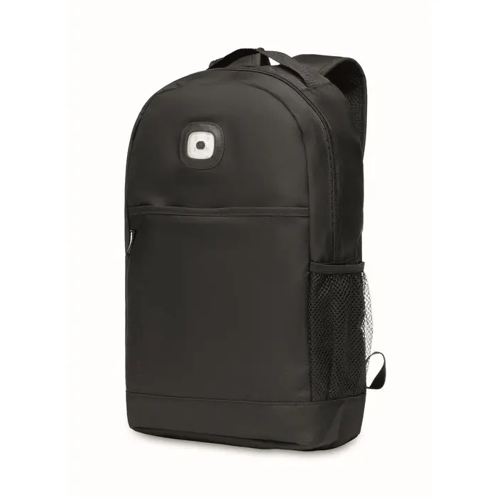 URBANBACK RPET Rucksack mit COB-Beleuchtung – Innovativ und Sicher in Schwarz
