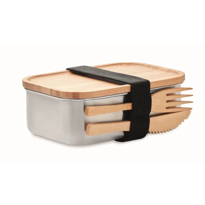 SAVANNA Stainless Steel Lunchbox 600ml - Wood Finish, Durable, Eco-Friendly Meal Keeper