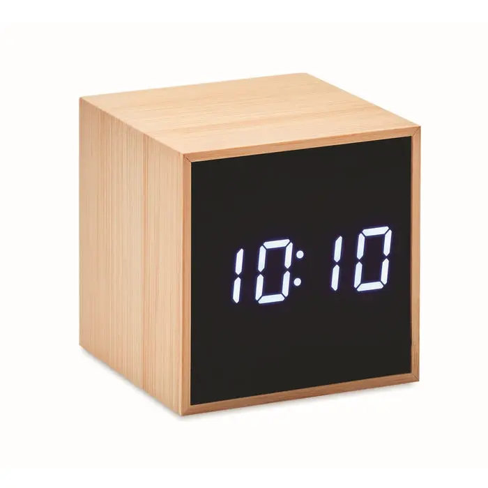 MARA CLOCK LED-Tischuhr aus Bambus - Elegantes Holzdesign, Modern