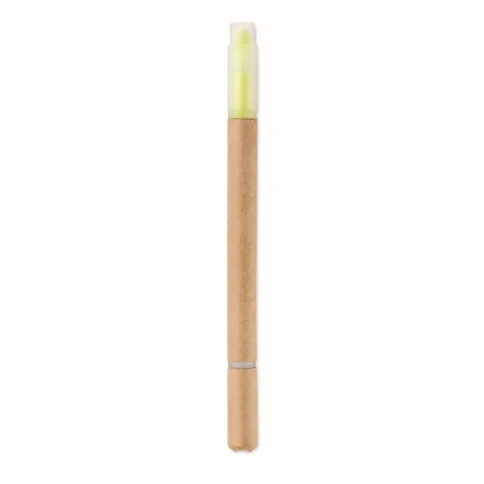 DUO PAPER Ballpoint Pen with Highlighter - Yellow, 2-in-1 Marker, Smooth Writing, Smudge-Proof
