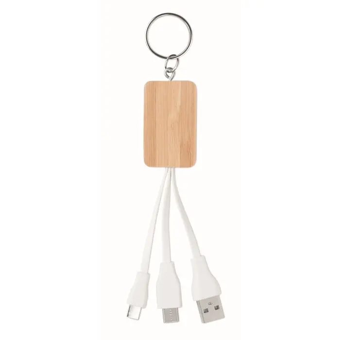 CLAUER 3-in-1 Schlüsselring-Ladekabel - Holzoptik, Multifunktional