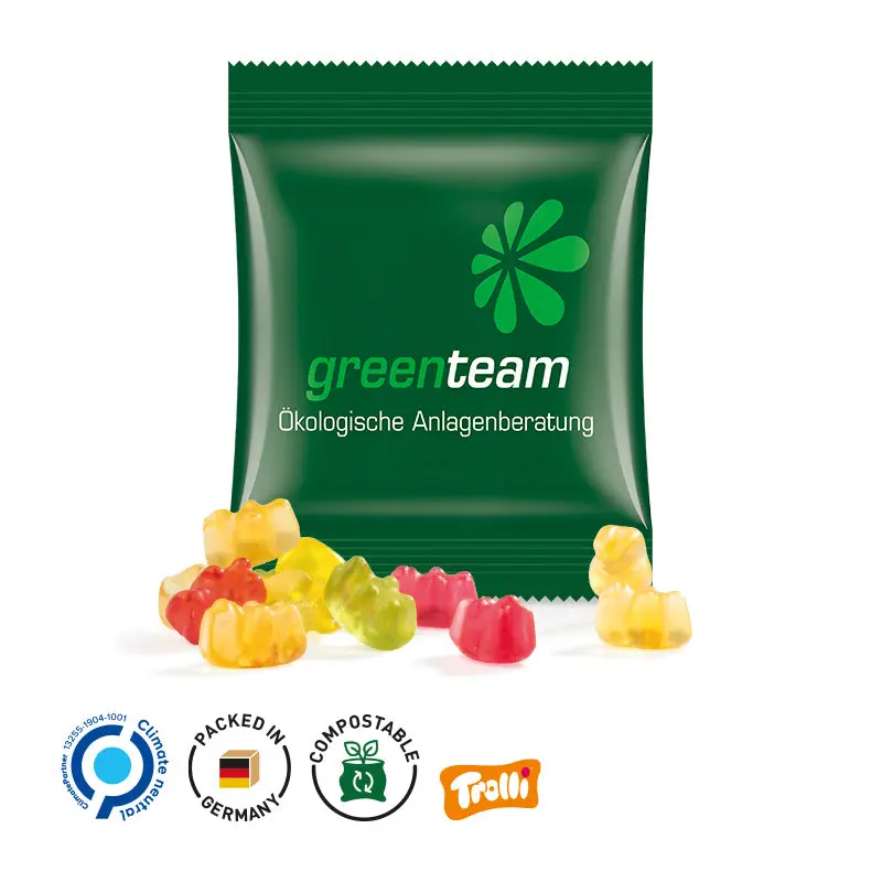 Öko-Fruchtgummi in Minitüte, 15g - Kompostierbare Verpackung, süßer Genuss