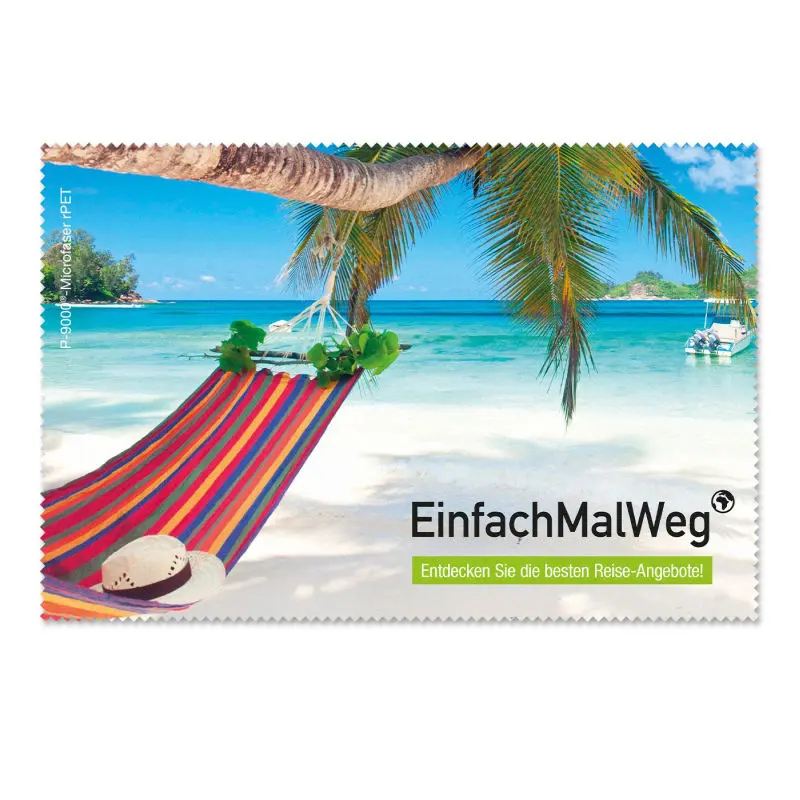 Großes POLYCLEAN rPET Brillenputztuch 30x20 cm mit Individuellem Druck
