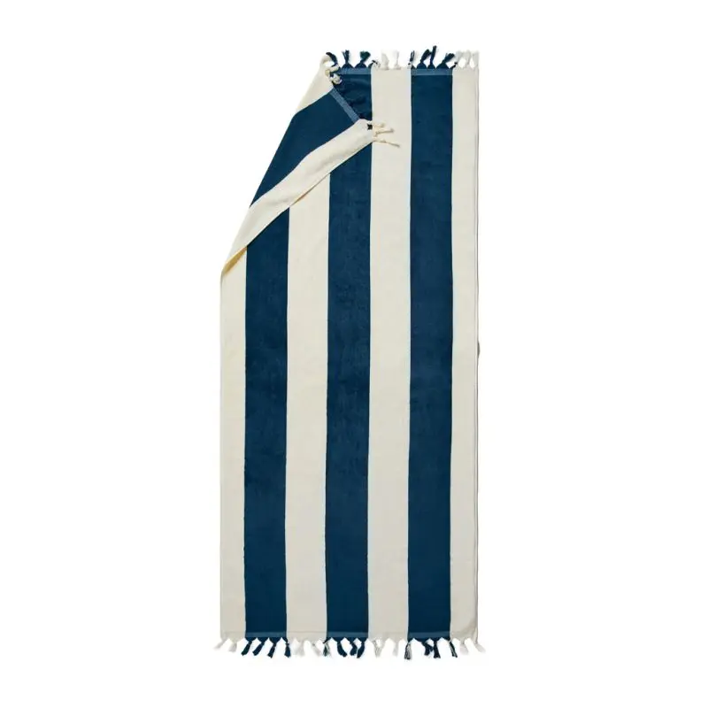 VINGA Valmer Strandtuch 450gr/m² - Navy Blau/Weiß: Weich, Saugfähig, Luxuriös