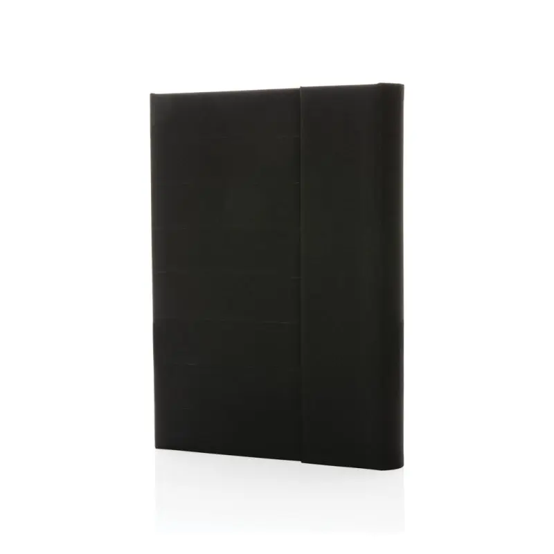 Umweltbewusstes A5-Notizbuch aus recyceltem Material mit Magnetverschluss - Schwarz