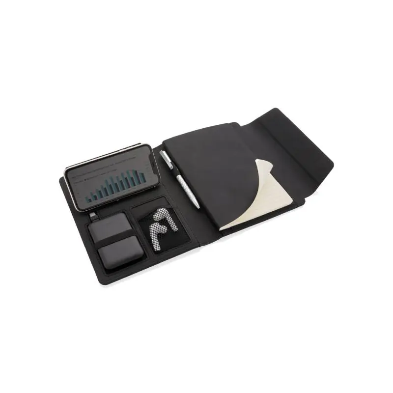 Fiko A5 Wireless Charging Portfolio mit Powerbank - schwarz - Businessmappe, Konferenzmappe, Aktenmappe