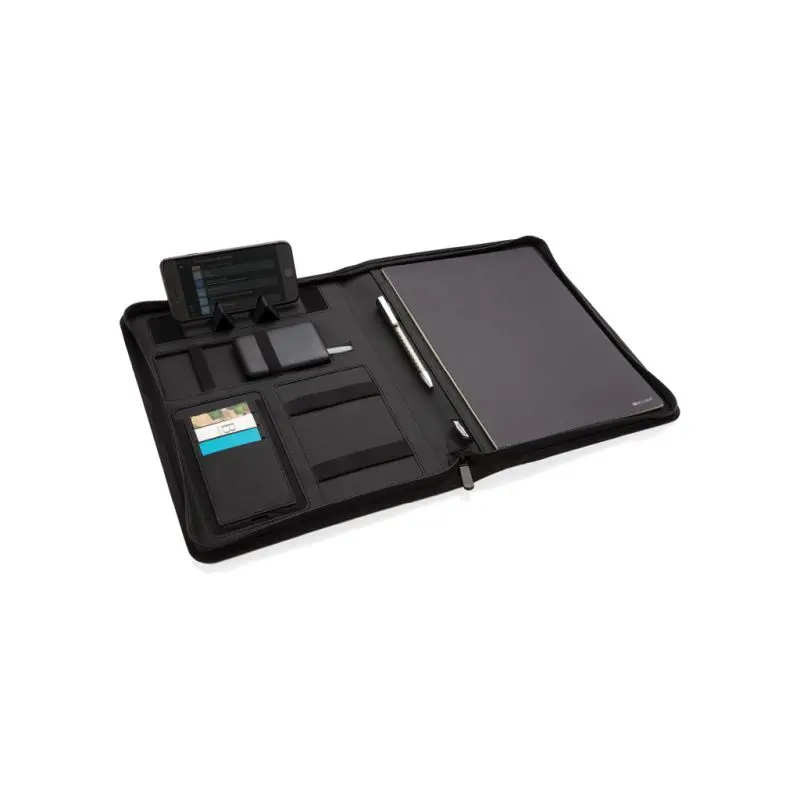 Schwarz A4 Portfolio mit kabellosem 5W-Laden und 5.000mAh Powerbank: Air 5W