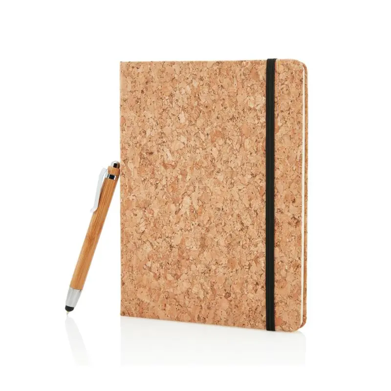 A5 Kork Notizbuch mit Bambus Kugelschreiber/Stylus - Braun