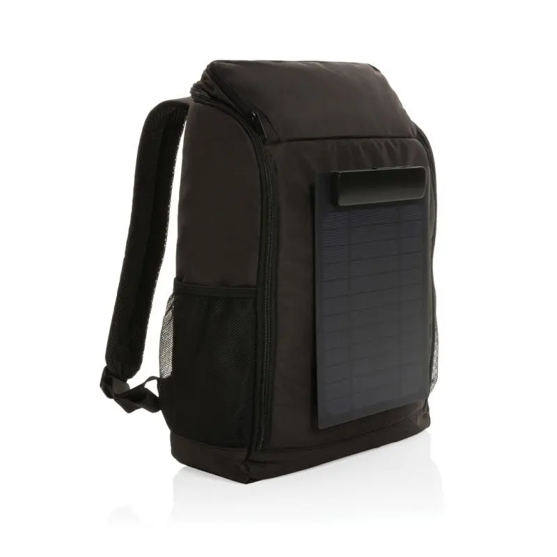 Pedro AWARE™ RPET Rucksack mit 5W Solarpanel – Innovativ Schwarz