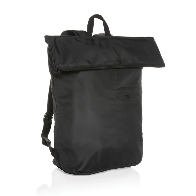 Dillon AWARE™ RPET Leichter Falt-Rucksack in Schwarz – Umweltfreundlich