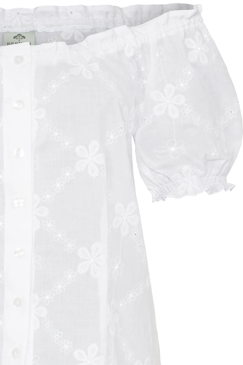 Damen Trachtenbluse schulterfrei mit Stickerei