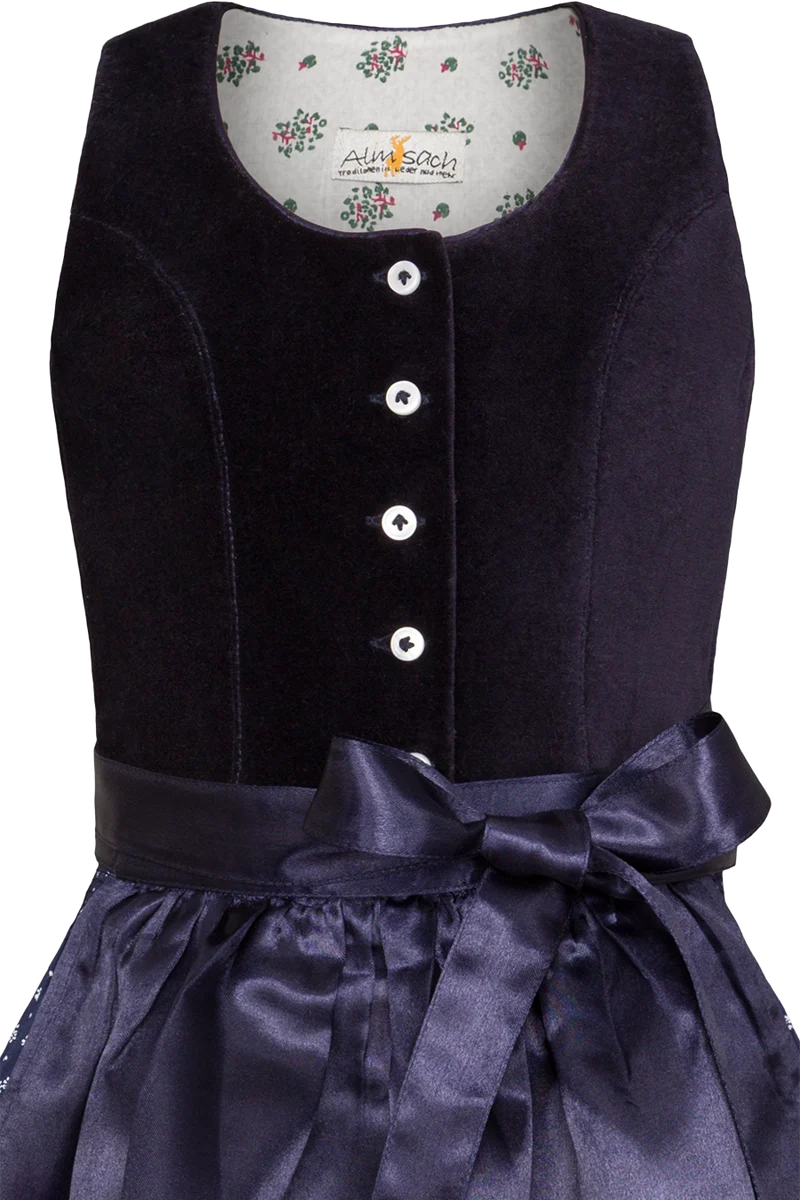 Kinderdirndl mit Samtoberteil - blue blau