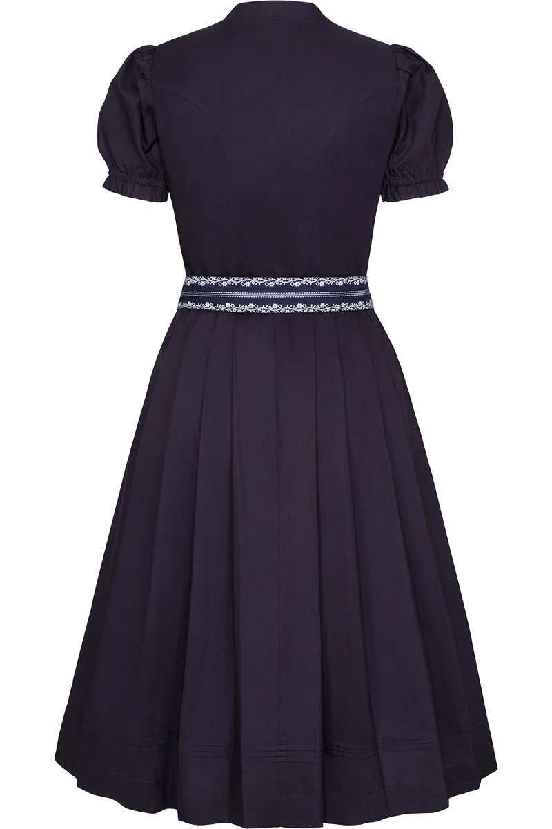 Midi-Trachtenkleid mit Schürze und Gürtel - dunkelblau