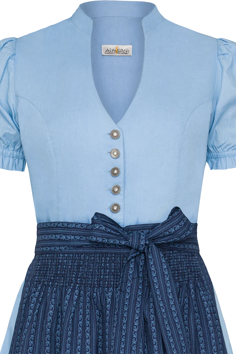 Midi-Trachtenkleid mit Schürze und Gürtel - dunkelblau