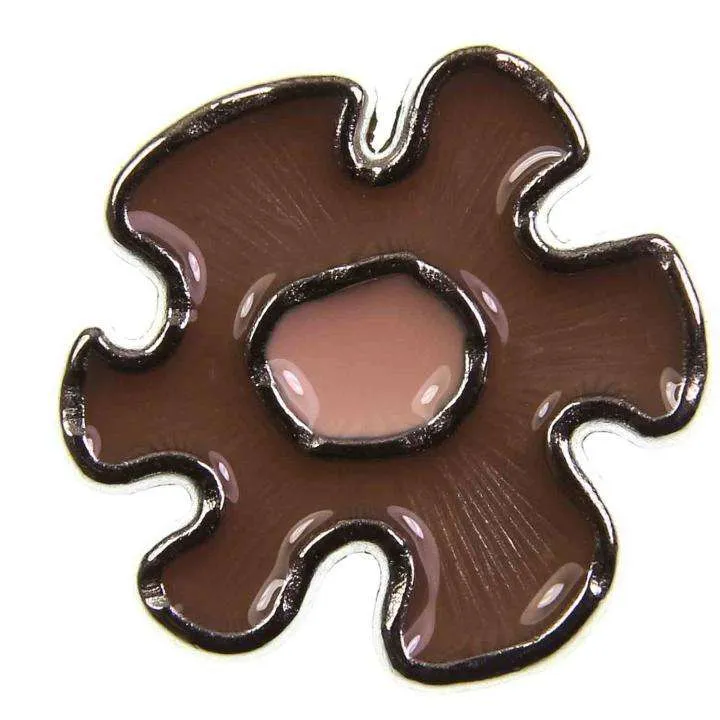 Metallknopf Blumenmotiv Braun – Uniformknopf MK-173