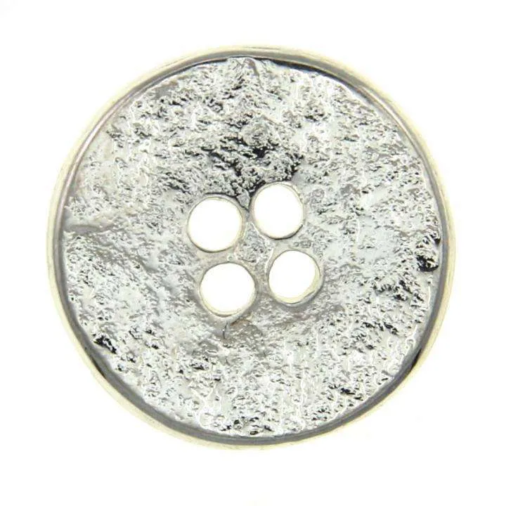 Metallknopf Blumenmotiv Silber-Weiß – Trachtenknopf MK-218S