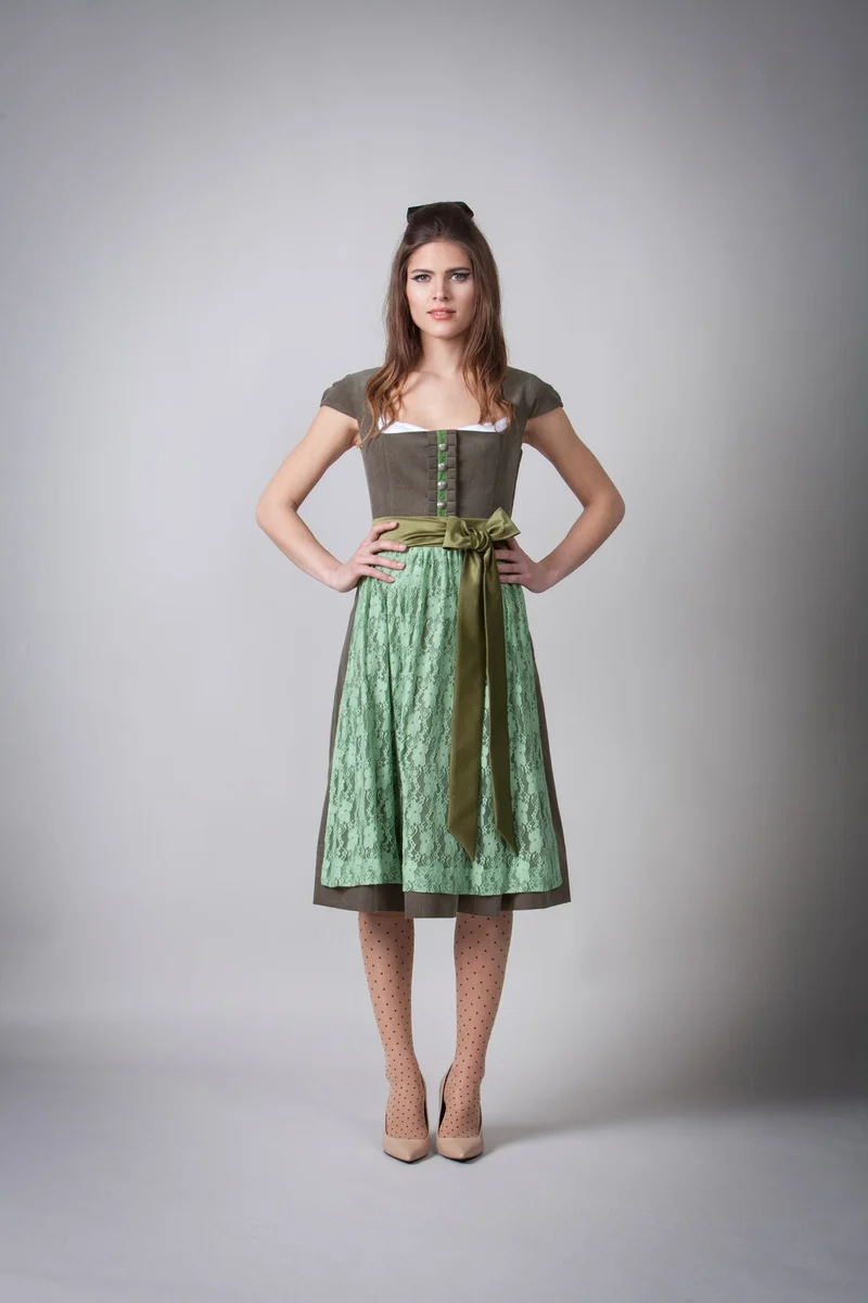 FEINCORD DIRNDL KHAKI/MINT