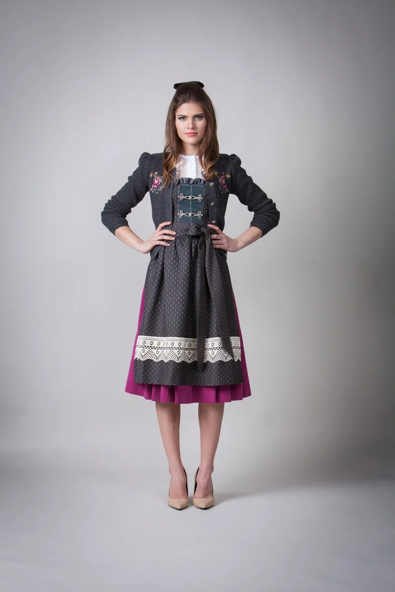 JACQUARD DIRNDL PERGOLA ANTHRAZIT/FUCHSIA