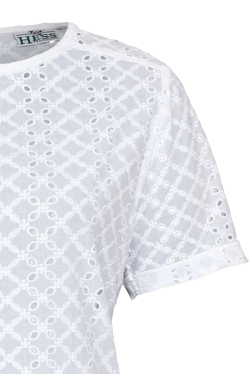 Damen Trachten Spitzenbluse hochgeschlossen kurzarm