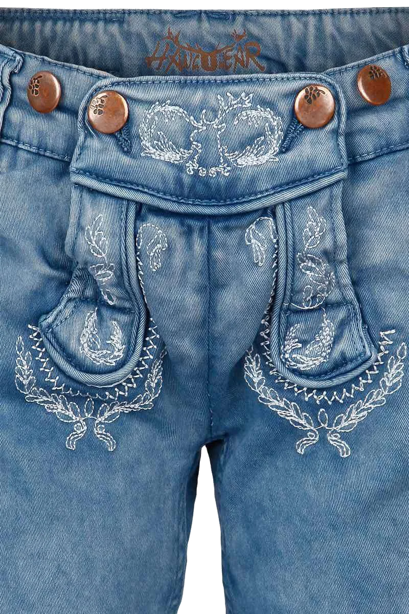 Kinder Jeansshort in Lederhosenoptik