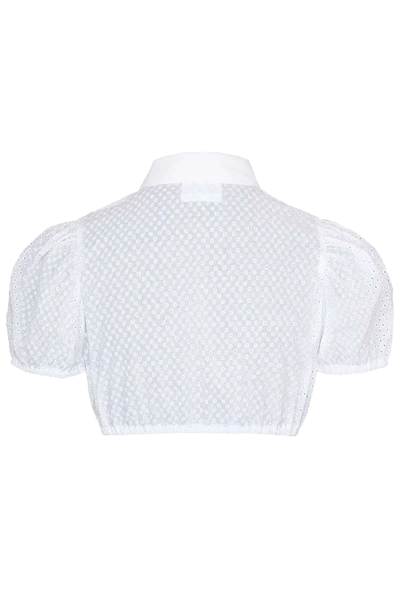 Dirndl-Bluse mit Lochmuster und Kragen