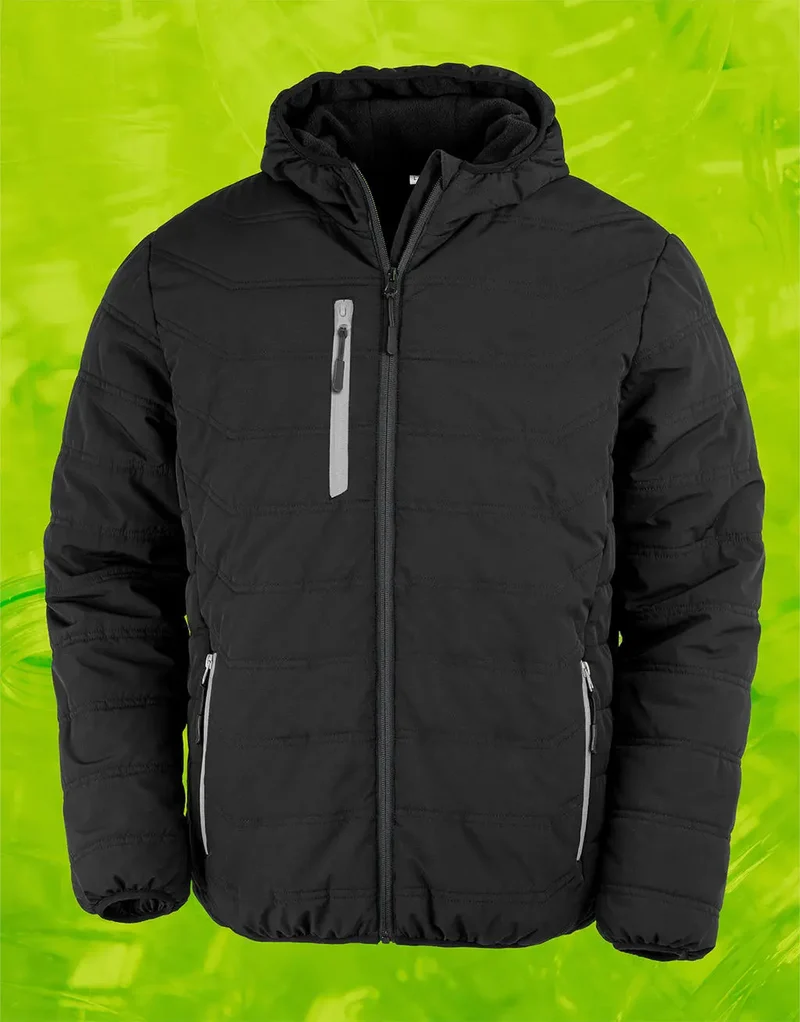 Schwarze Kompass Winterjacke mit Daunenfüllung