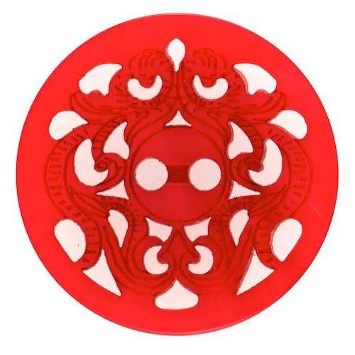 Knopf Lochmuster Lasergravur Rot – Kunststoffknopf KRO-155