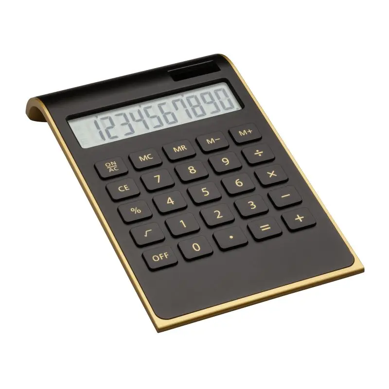 REEVES-VALINDA Solar-Taschenrechner in Schwarz-Gold: Elegant, Effizient & Umweltfreundlich