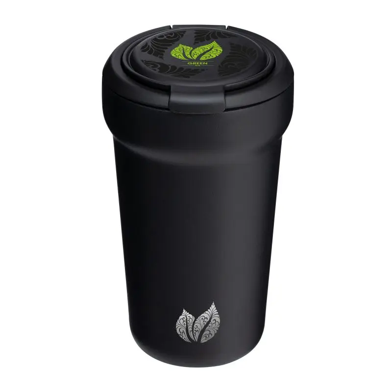 VIVERO STEEL Thermobecher, 350 ml – stilvoller schwarzer Isolierbecher für den Alltag