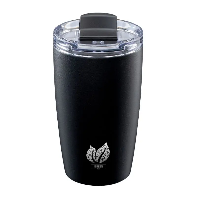 COLESSO Thermobecher, 400 ml – stilvoller Isolierbecher in Schwarz für unterwegs