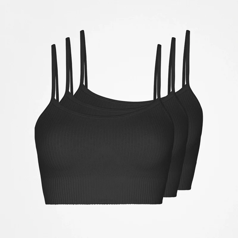 Gerippter Sport-BH | Schwarz
