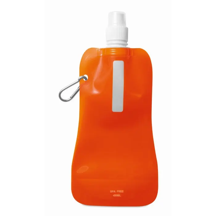 GATES Faltbare Wasserflasche 500 ml, Transparent Orange, Praktisch & Platzsparend