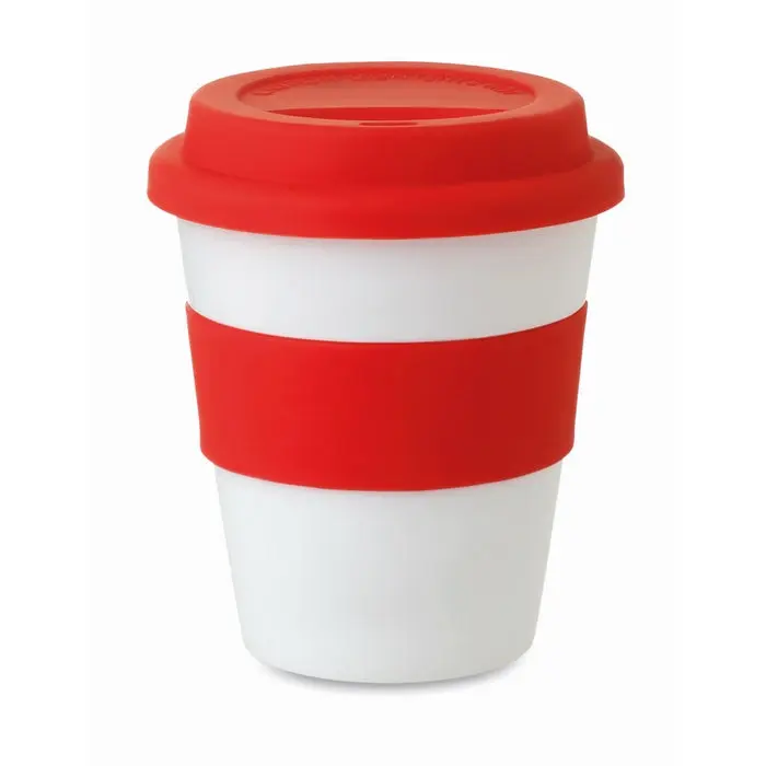 ASTORIA 350 ml PP-Becher mit Silikondeckel, Rot