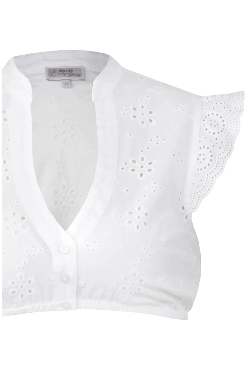 Dirndlbluse mit Flügelarm und Lochmuster
